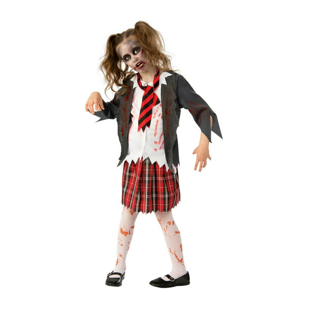Plus Size Zombie School Girl Costume Womens Ladies Halloween Fancy Dress Outfit 
